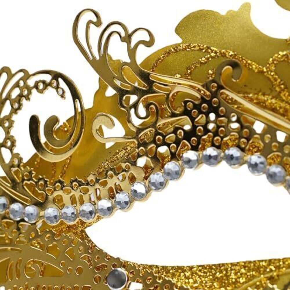 6038 Masquerade Mask Shiny Rhinestone Venetian Mask Prom Carnival Ball - Picture 4 of 7